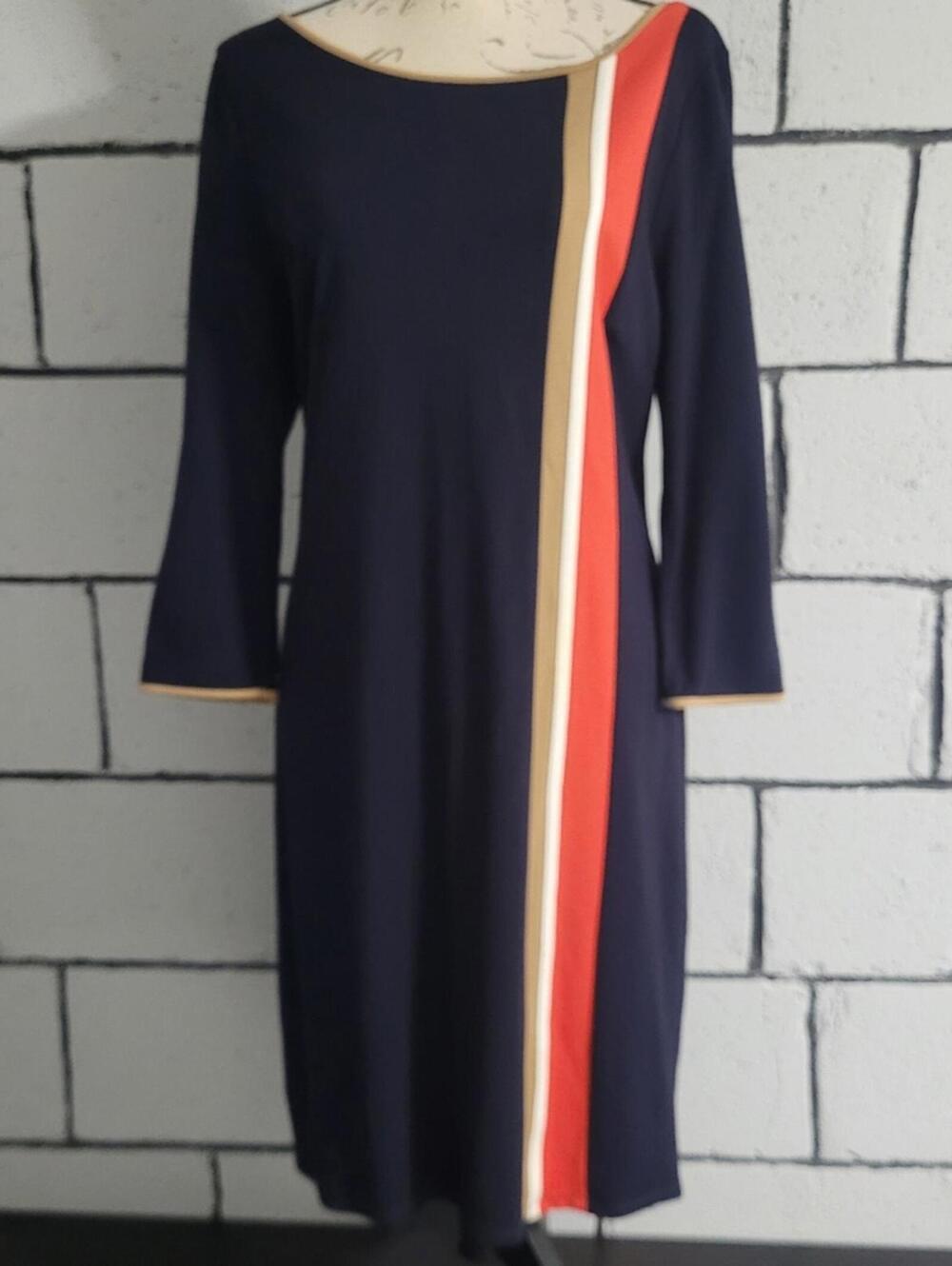 BUNDLE SALE!  ANN TAYLOR Navy Dress w/ Red, Tan, Cream Stripes Sz L